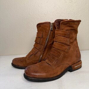 A.S.98 Calvados cognac suede mid calf boot